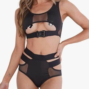 Rave strappy & mesh set size S/M black *worn once, runs small*